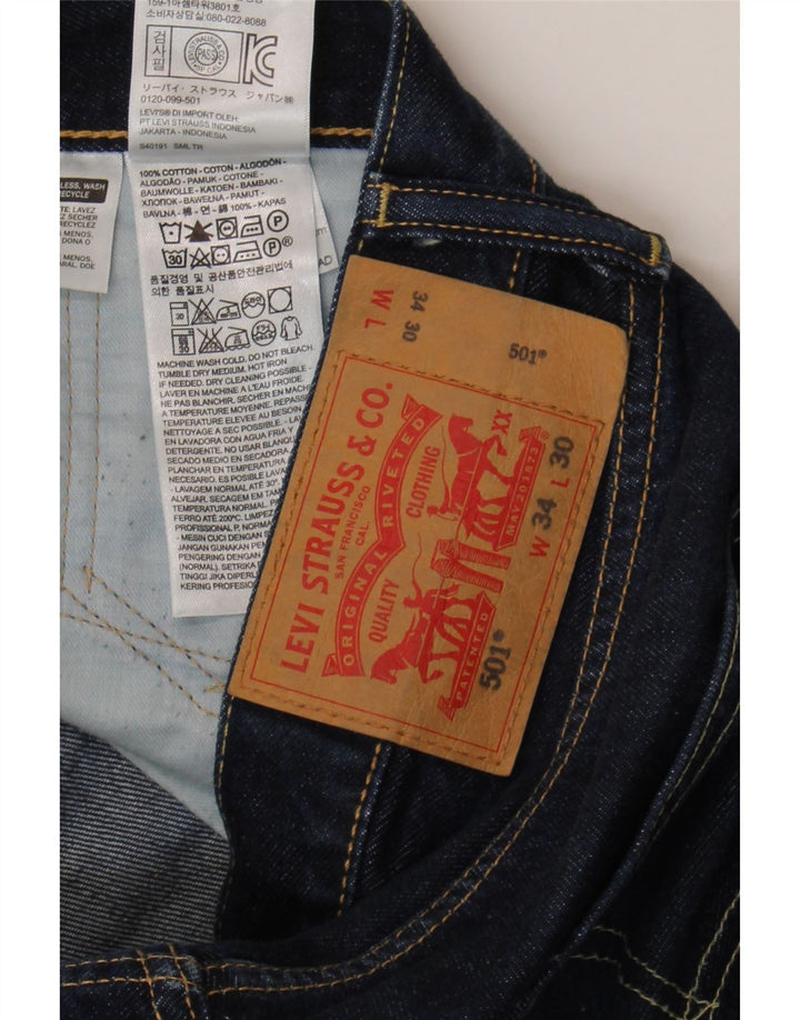Мужские прямые джинсы Levi's 501 W34 L30 темно-синие, хлопок