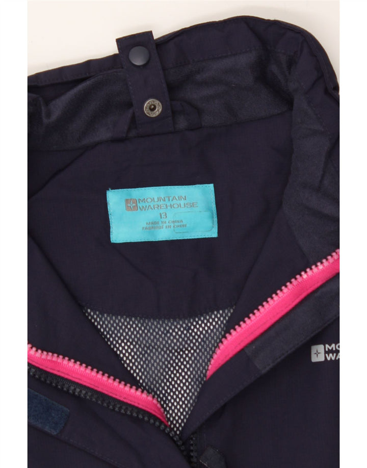MOUNTAIN WAREHOUSE Girls Rain Jacket 12-13 Years Navy Blue Colourblock Vintage Mountain Warehouse and Second-Hand Mountain Warehouse from Messina Hembry 
