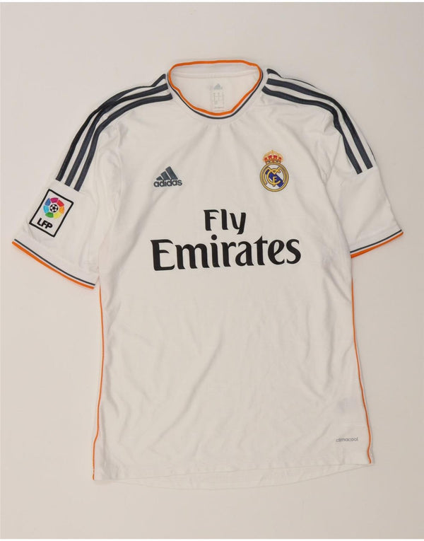 Adidas Mens Real Madrid Футболка с рисунком Верх среднего размера из полиэстера белого цвета