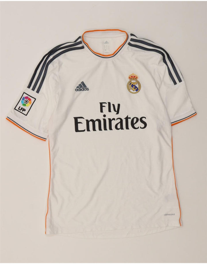 Adidas Mens Real Madrid Футболка с рисунком Верх среднего размера из полиэстера белого цвета