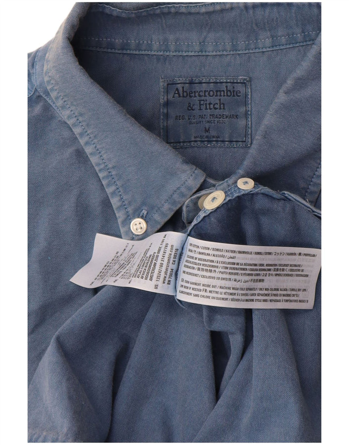 Мужская рубашка Abercrombie & Fitch из хлопка среднего синего цвета