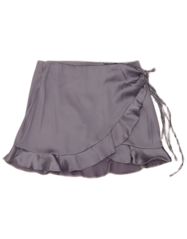 Topshop Женская мини-юбка с запахом UK 12 Medium W30 Фиолетовый полиэстер