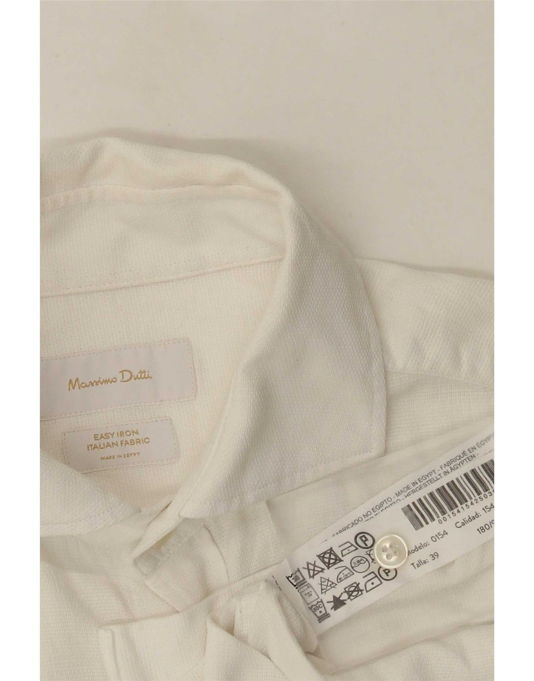 Мужская рубашка Massimo Dutti, размер 39, средний белый хлопок, размер 39