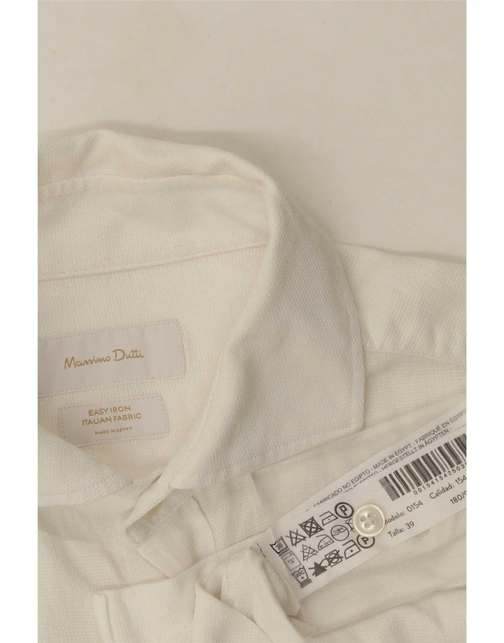 Мужская рубашка Massimo Dutti, размер 39, средний белый хлопок, размер 39
