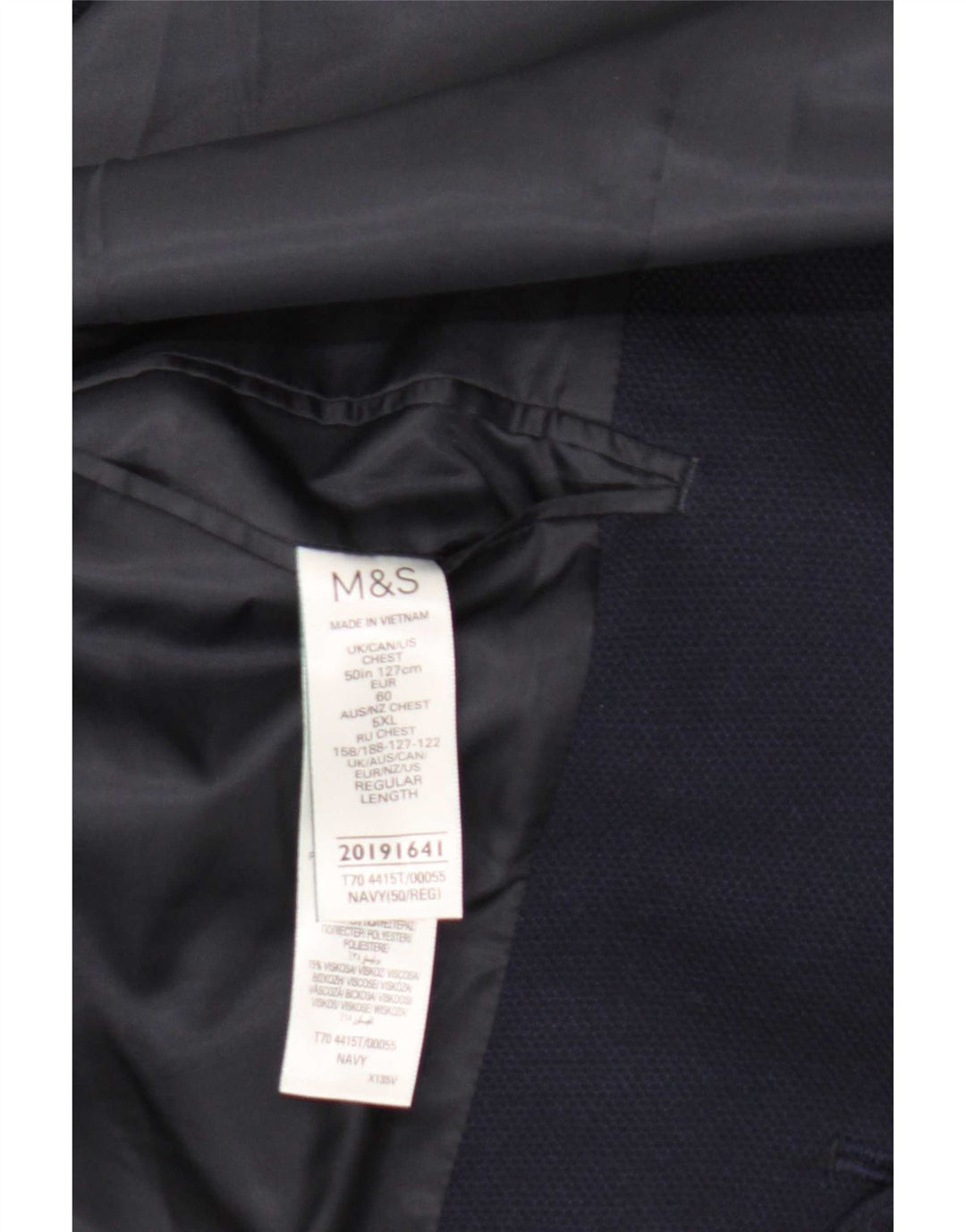 Мужской пиджак с 2 пуговицами Marks & Spencer UK 50 5XL темно-синий из полиамида