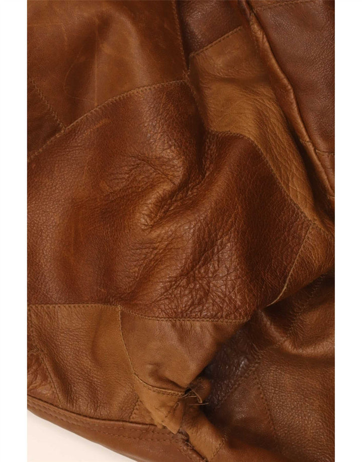 Винтажная мужская кожаная куртка UK 42 XL Коричневая кожа в стиле пэчворк