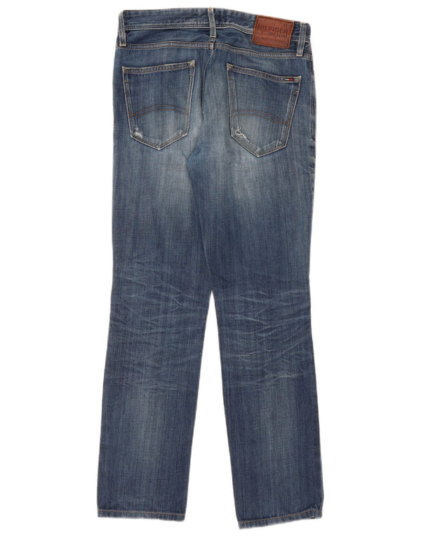 TOMMY HILFIGER Мужские потертые прямые джинсы W30 L32, синий хлопок