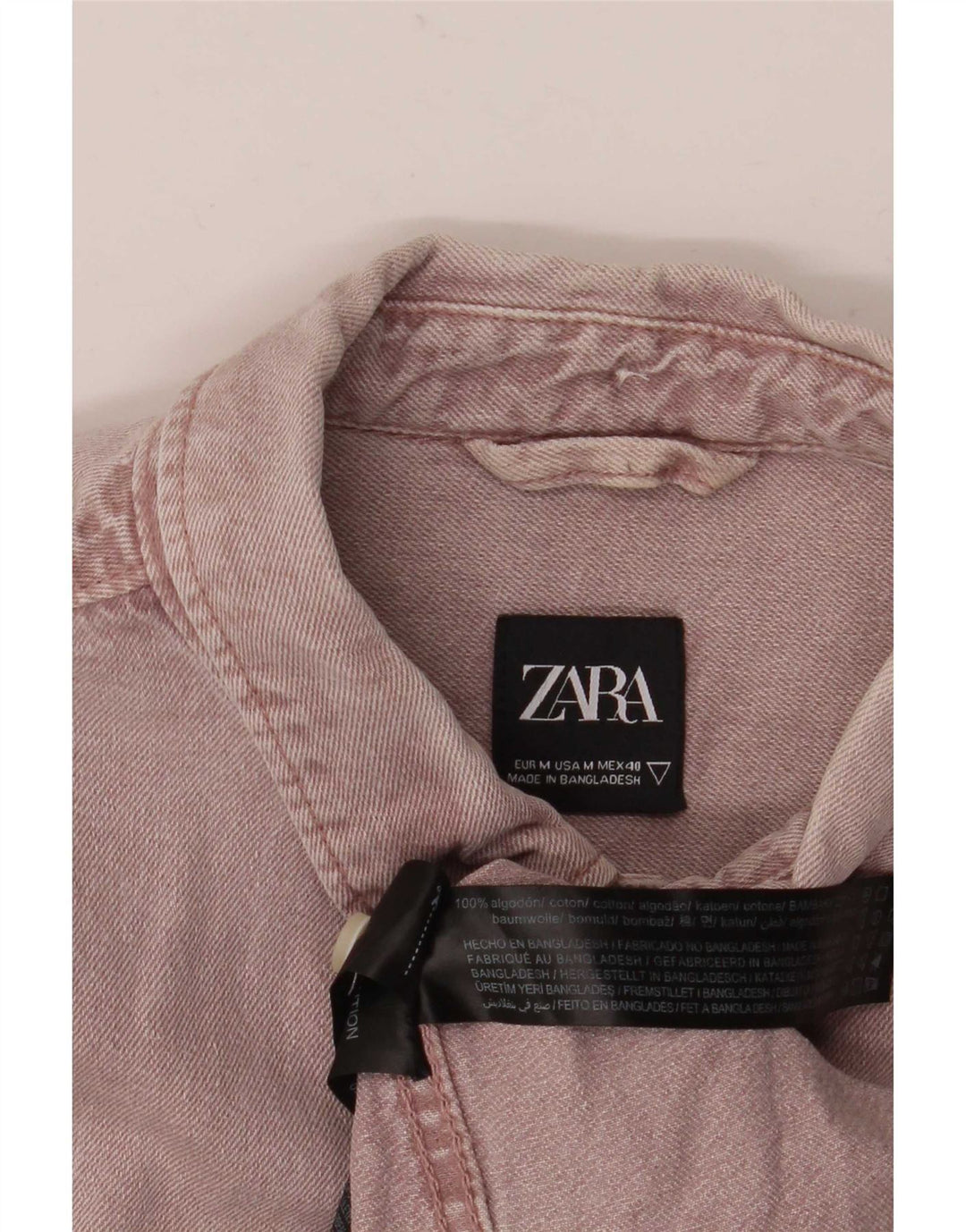 Мужская джинсовая рубашка Zara из хлопка среднего фиолетового цвета