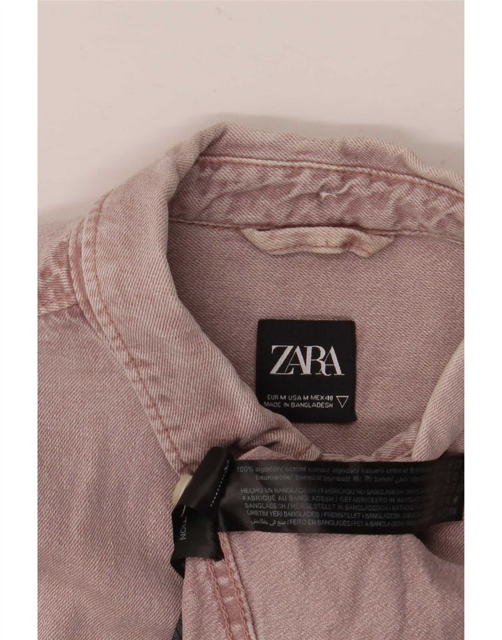 Мужская джинсовая рубашка Zara из хлопка среднего фиолетового цвета