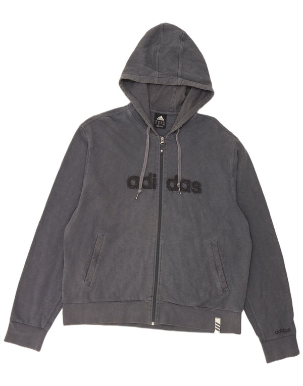 Мужской свитер с капюшоном Adidas на молнии с графическим рисунком 2XL, темно-синий, хлопок
