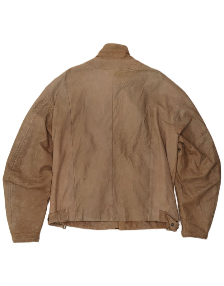 ANDREA D'AMICO Мужская кожаная куртка-гонщик IT 56 XL Бежевая кожа