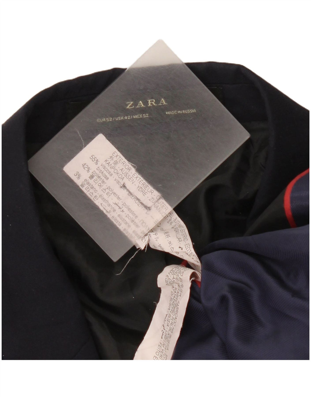 Мужской пиджак Zara на 2 пуговицах EU 52, большой темно-синий из вискозы