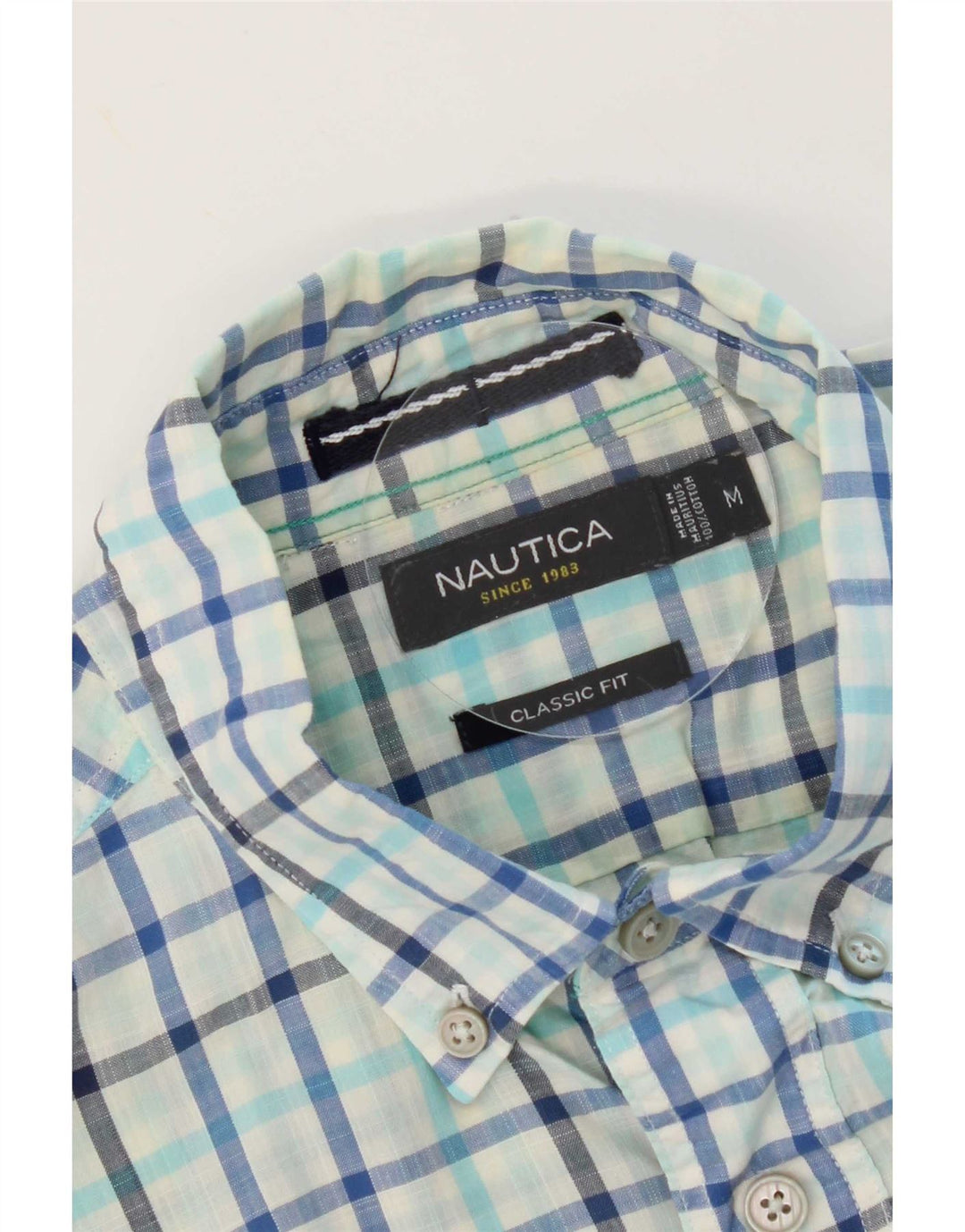 Мужская рубашка классического кроя Nautica, хлопковая синяя клетка среднего размера