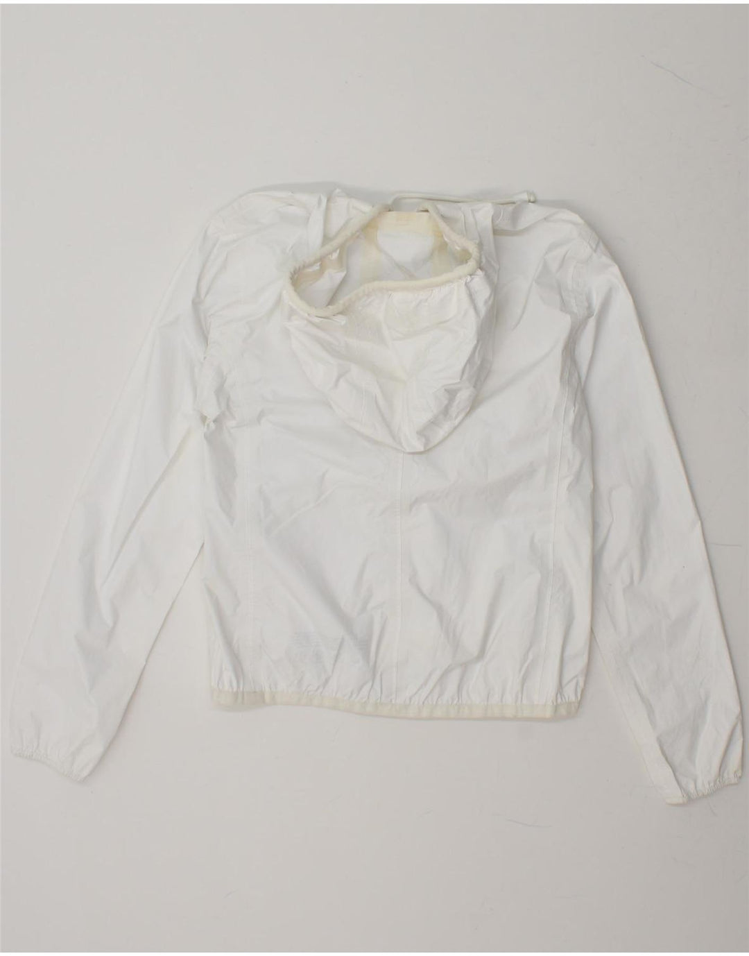 K-WAY Girls Hooded Rain Jacket 6-7 Years White Polyamide Vintage K-Way and Second-Hand K-Way from Messina Hembry 