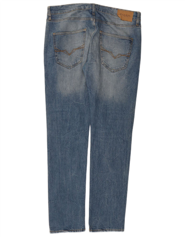 Мужские потертые узкие джинсы Guess W33 L32, синие, хлопок