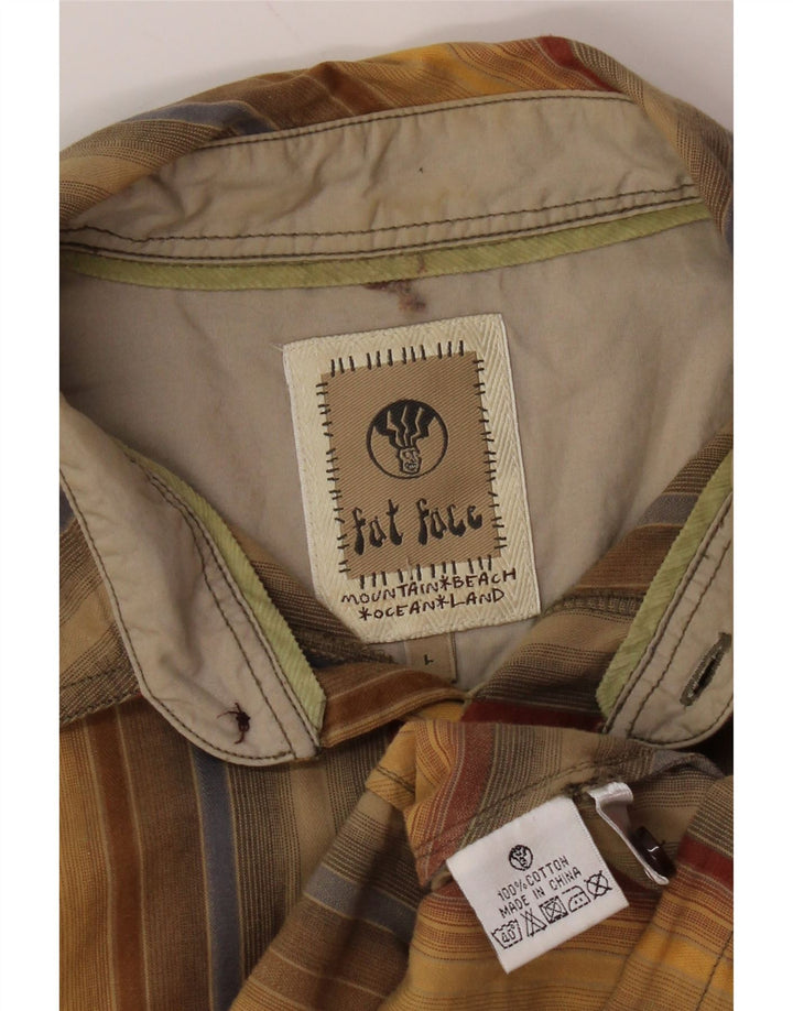 Мужская рубашка с коротким рукавом FAT FACE, хлопковая большая желтая полоска