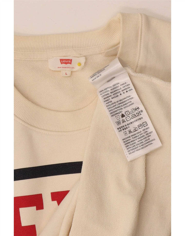 Женский джемпер-свитшот с рисунком Levi's, британский размер 16, большой размер, белый хлопок