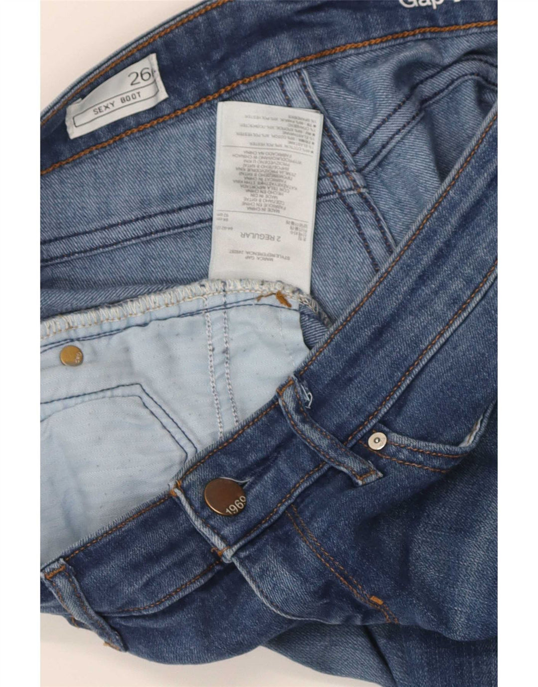 Женские сексуальные потертые джинсы Gap Bootcut W26 L31, синий хлопок