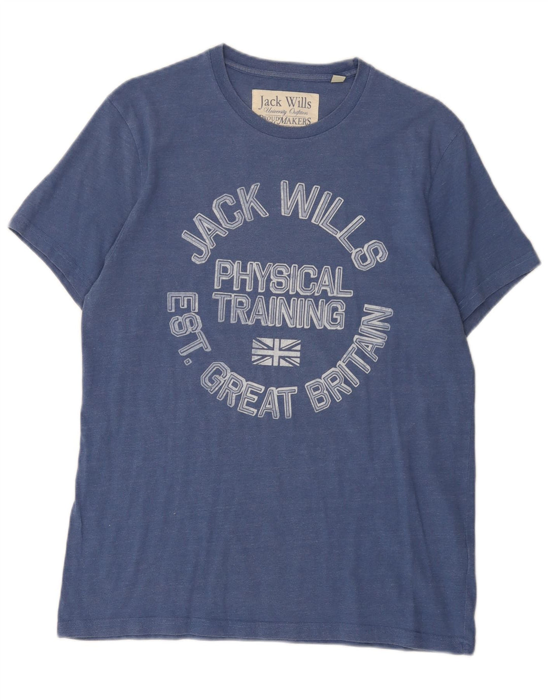 Мужская футболка с рисунком Jack Wills, хлопковый топ среднего синего цвета