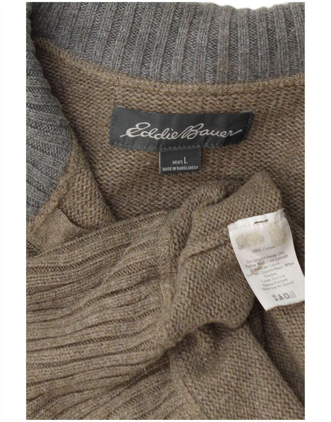 Мужской джемпер с воротником на молнии EDDIE BAUER, большой хлопковый свитер цвета хаки
