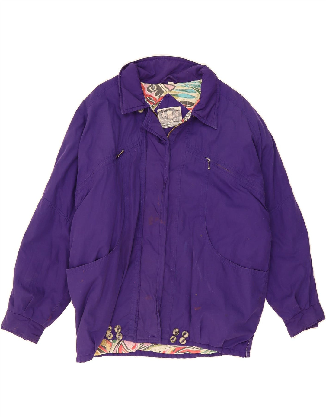 VINTAGE Womens Oversized Windbreaker Jacket EU 40 Medium Purple Polyester Vintage Vintage and Second-Hand Vintage from Messina Hembry 