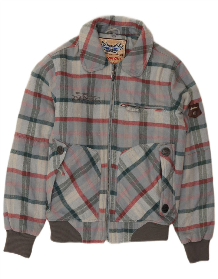 Мужская куртка-бомбер Iguana UK 34 XS серая шерстяная в клетку