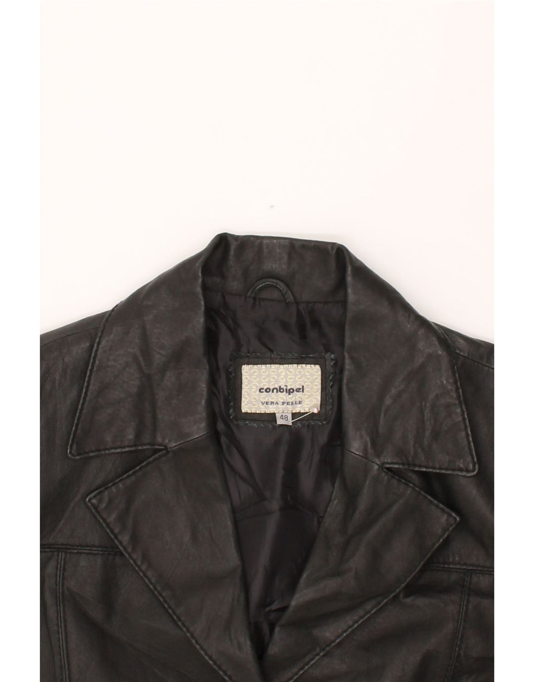 CONBIPEL Womens Leather Coat IT 48 XL Black Leather Vintage Conbipel and Second-Hand Conbipel from Messina Hembry 
