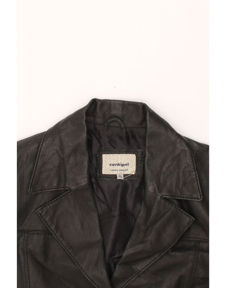 CONBIPEL Womens Leather Coat IT 48 XL Black Leather Vintage Conbipel and Second-Hand Conbipel from Messina Hembry 