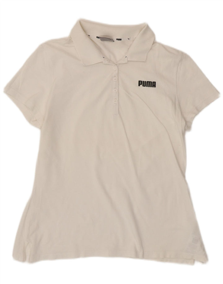 PUMA Womens Polo Shirt UK 16 Large  White Cotton