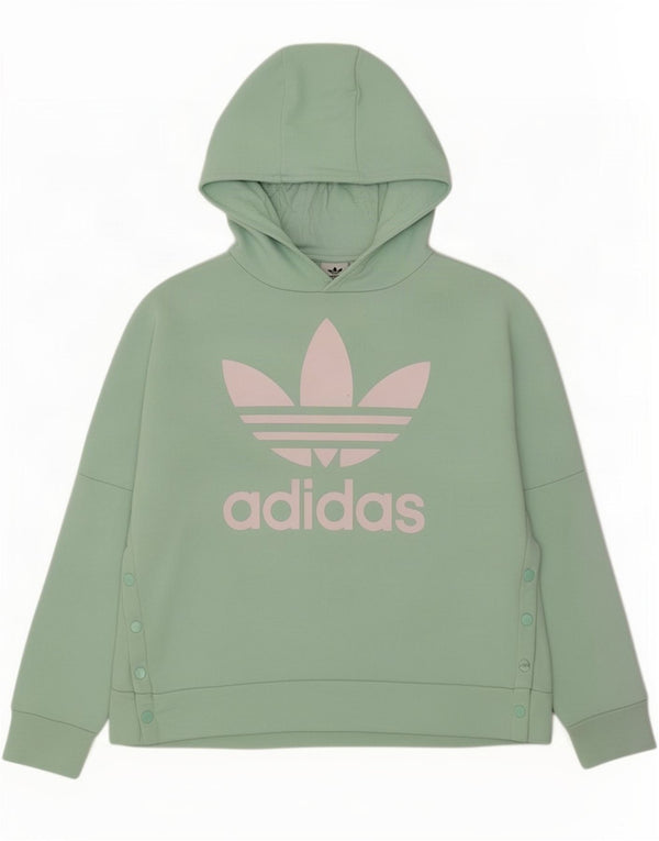 Джемпер с капюшоном Adidas для девочек 11-12 лет, зеленый