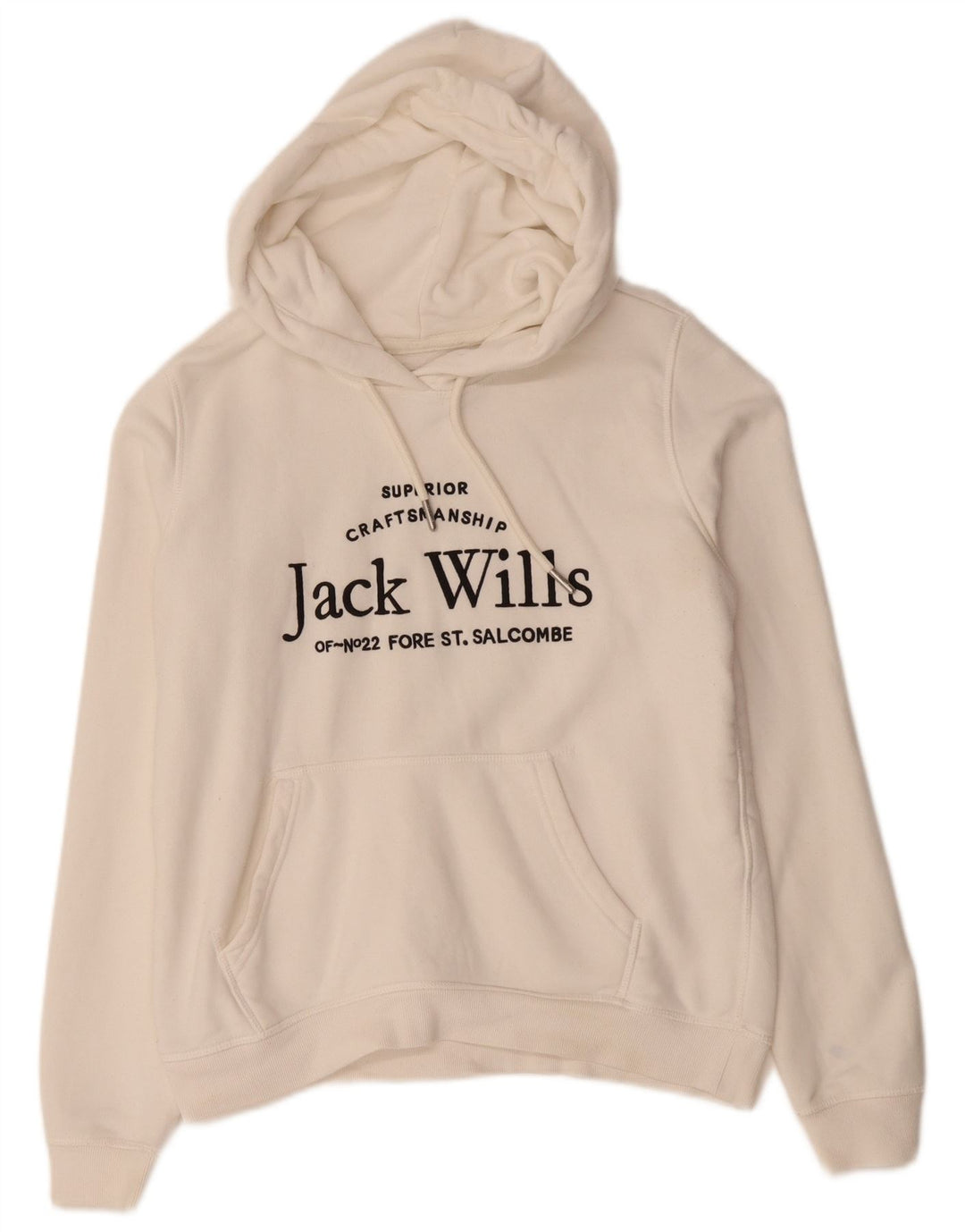 JACK WILLS Женский свободный джемпер с капюшоном с рисунком UK 10, маленький белый хлопок