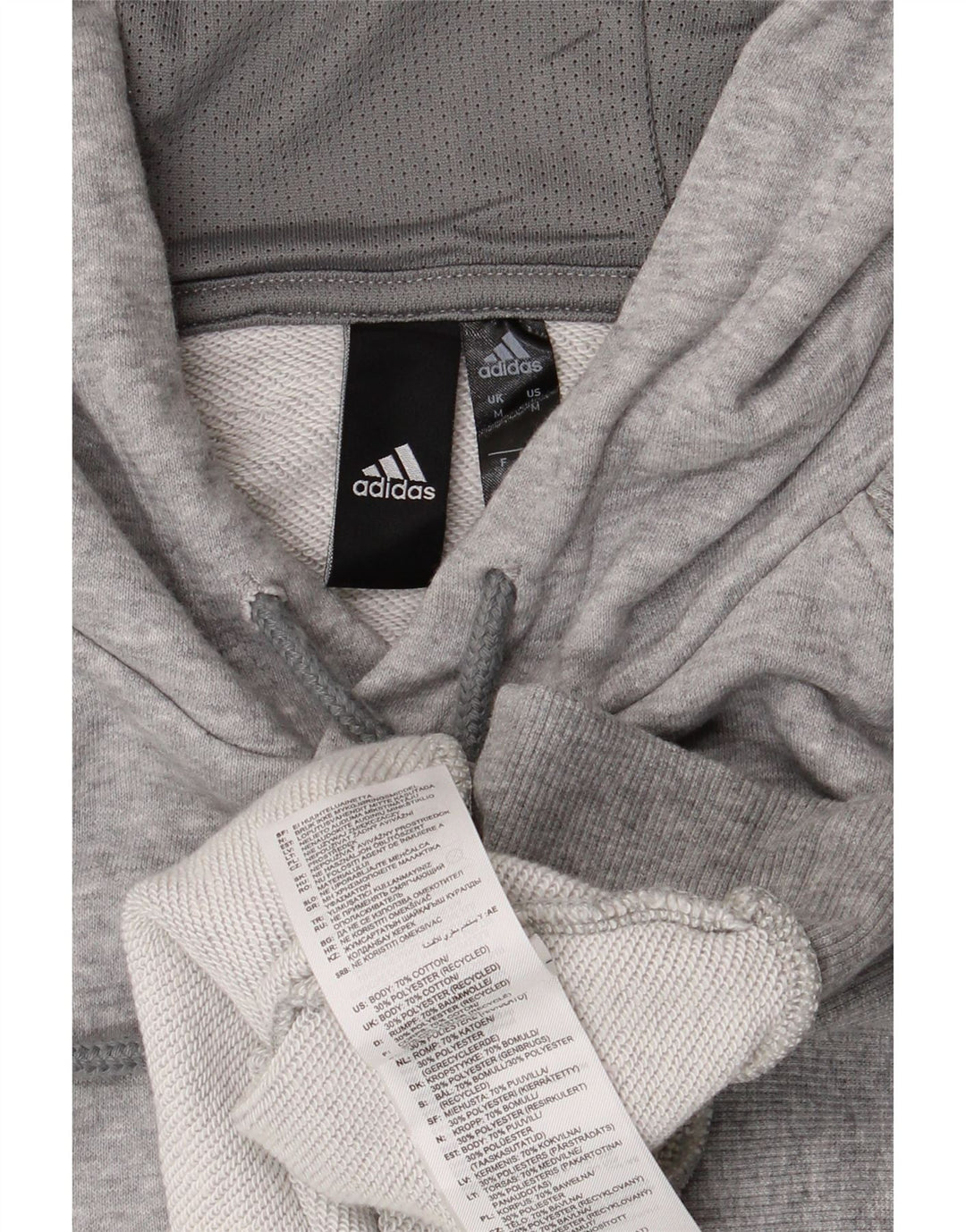 Мужской джемпер с капюшоном Adidas среднего серого цвета в крапинку, хлопок