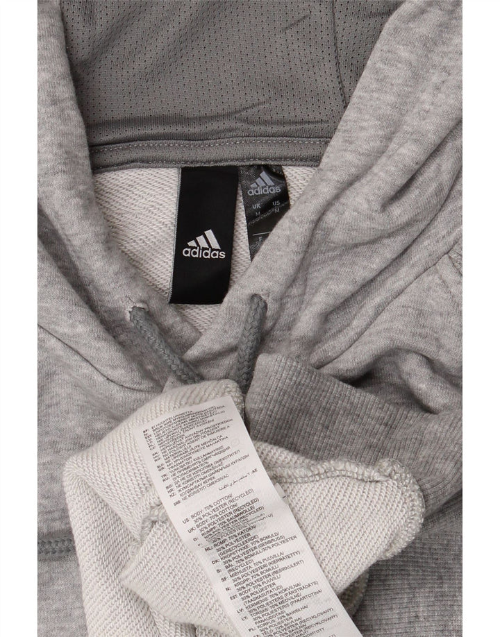 Мужской джемпер с капюшоном Adidas среднего серого цвета в крапинку, хлопок