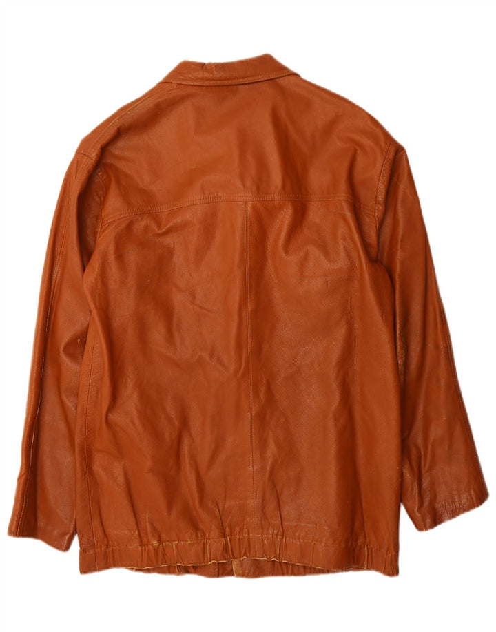 Винтажная мужская кожаная куртка UK 36, маленькая коричневая кожа