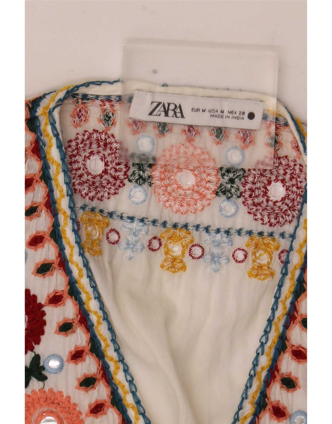 Женская укороченная прозрачная блузка Zara UK 14, средний белый цветочный принт