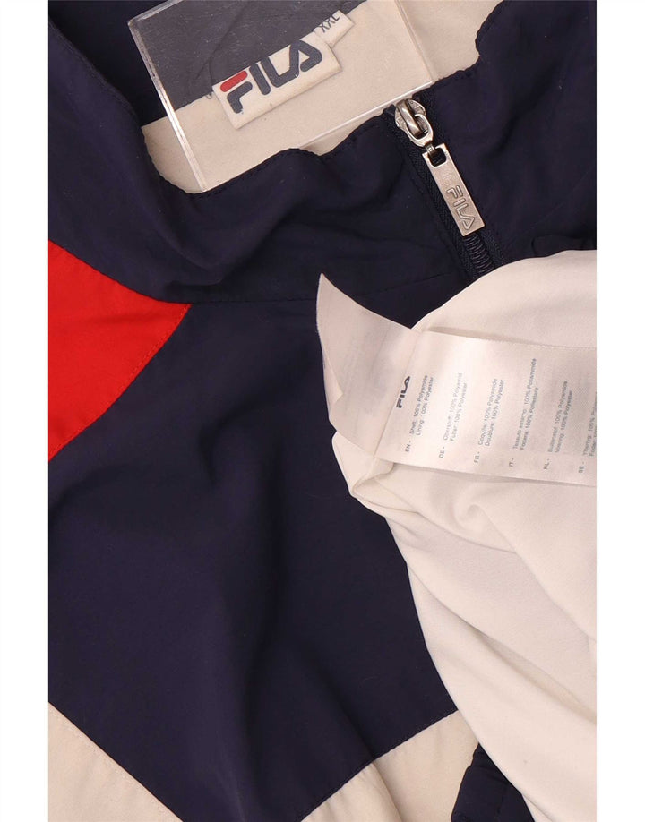 Fila Мужской спортивный костюм с графическим рисунком, верхняя куртка 2XL, темно-синий, полиэстер с цветными блоками