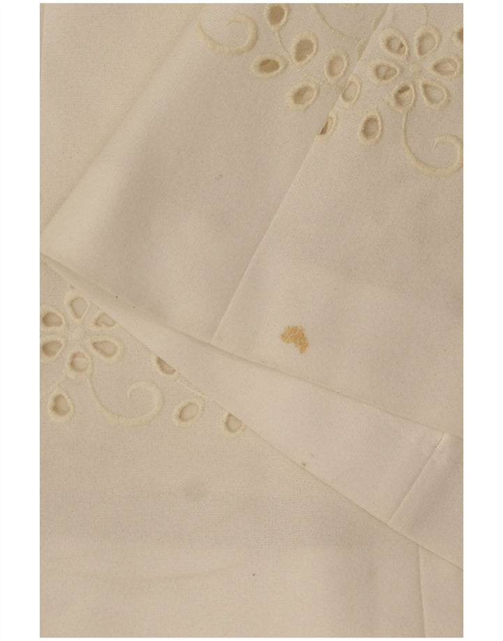 Винтажное женское платье А-силуэта IT 42, средний белый цветочный полиэстер