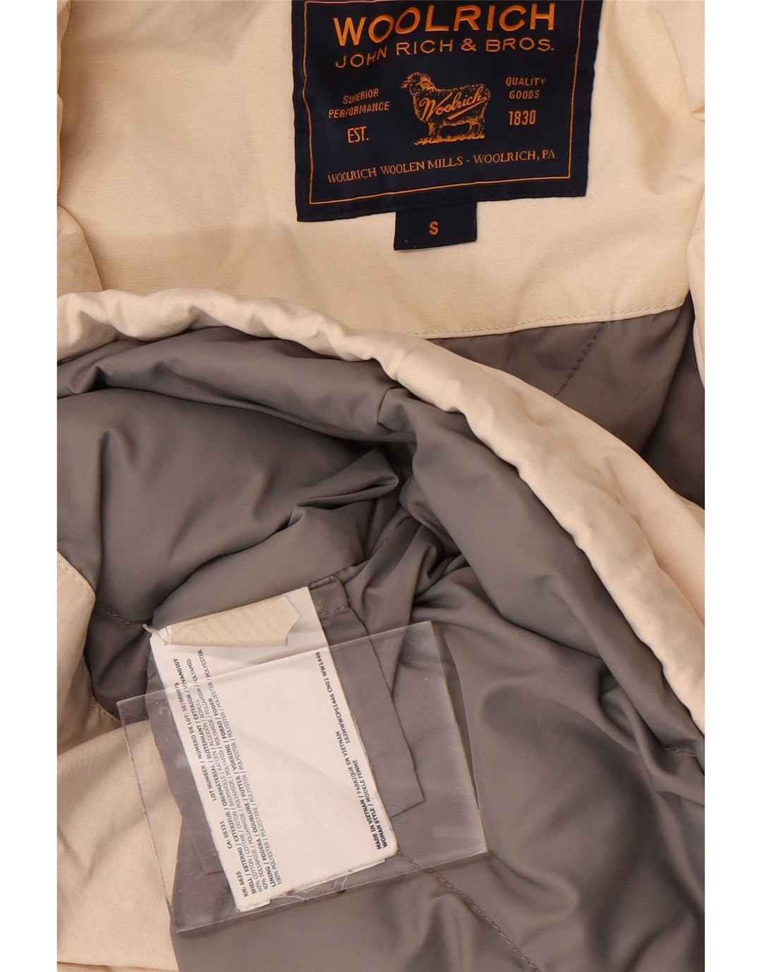 Женская стеганая куртка Woolrich с капюшоном UK 10, маленький размер, белый хлопок
