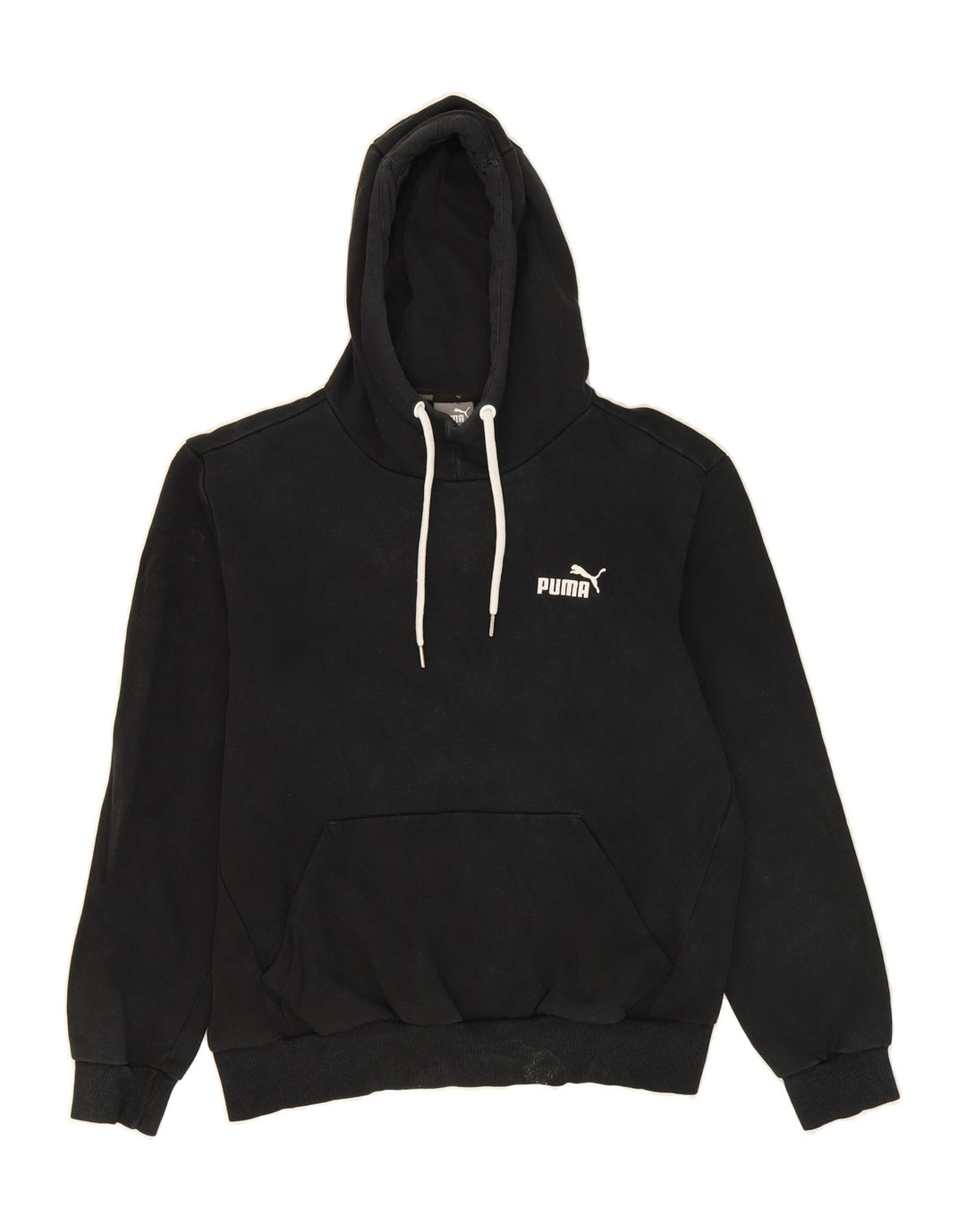 PUMA Mens Graphic Hoodie Jumper Medium Black Cotton Vintage Puma and Second-Hand Puma from Messina Hembry 