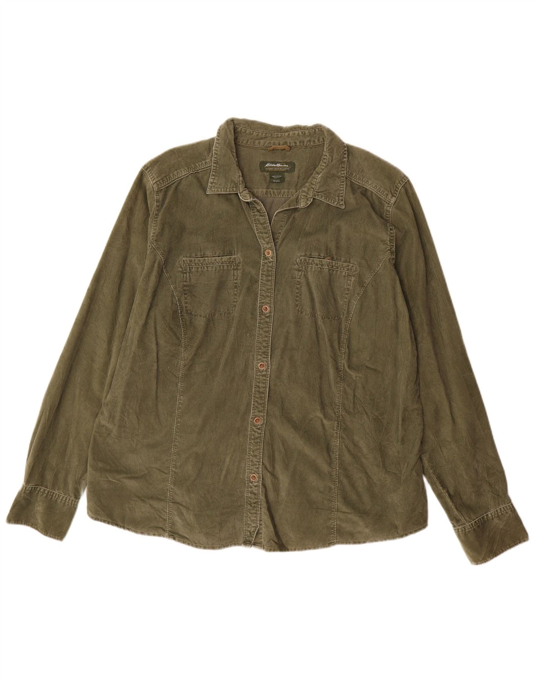 EDDIE BAUER Женская высокая вельветовая рубашка UK 18 XL, зеленый хлопок