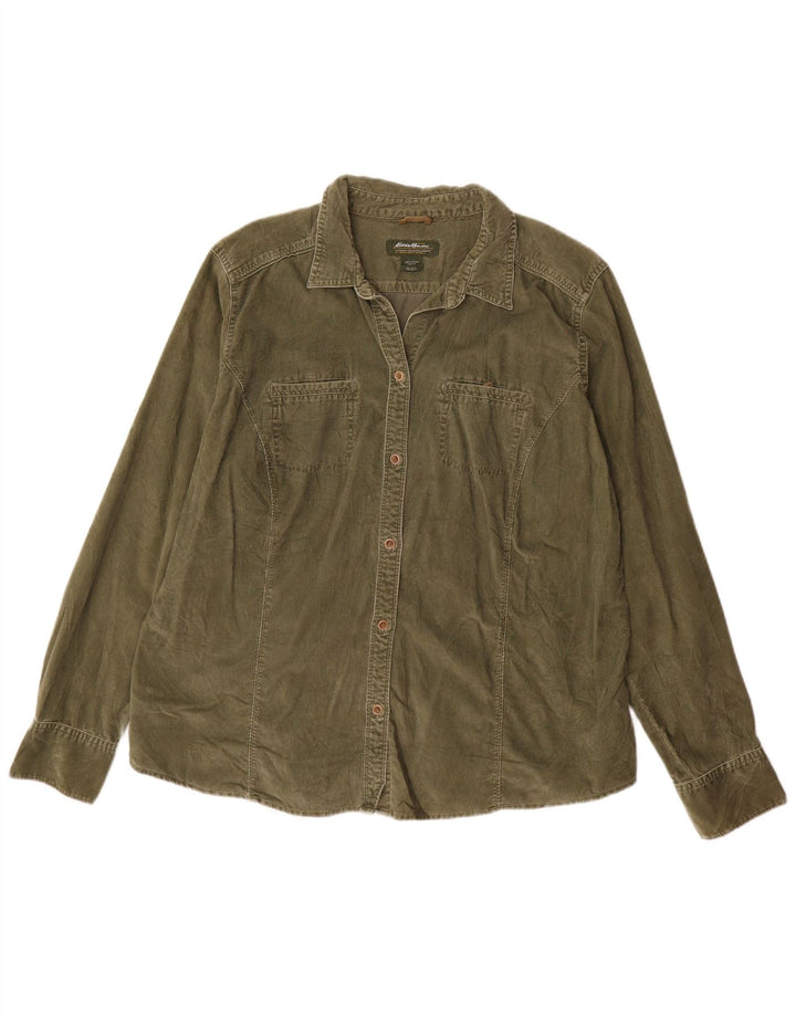 EDDIE BAUER Женская высокая вельветовая рубашка UK 18 XL, зеленый хлопок