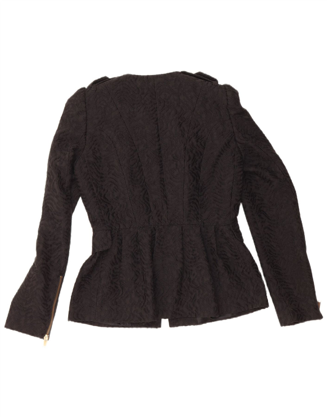 Женский пиджак в стиле милитари Zara UK 12, средний, черный с шевроном, вискоза