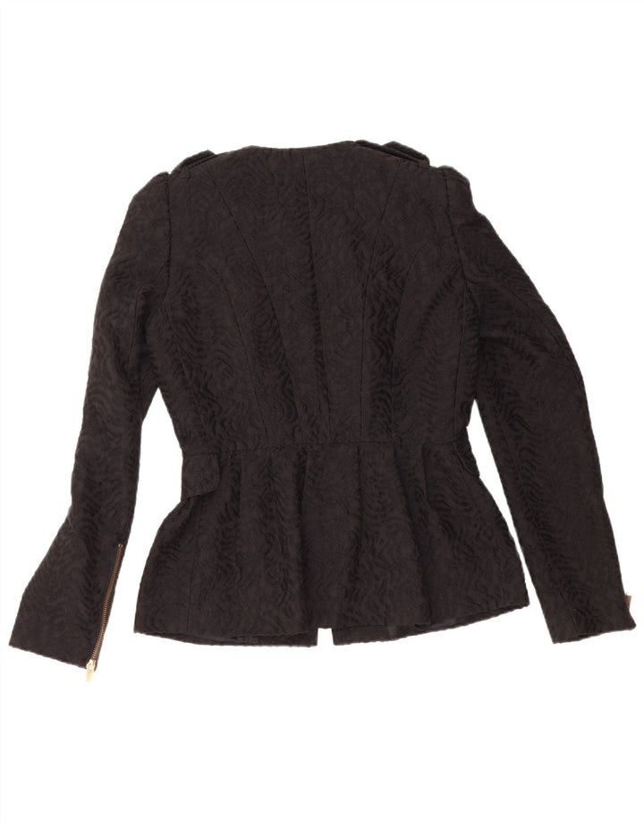 Женский пиджак в стиле милитари Zara UK 12, средний, черный с шевроном, вискоза