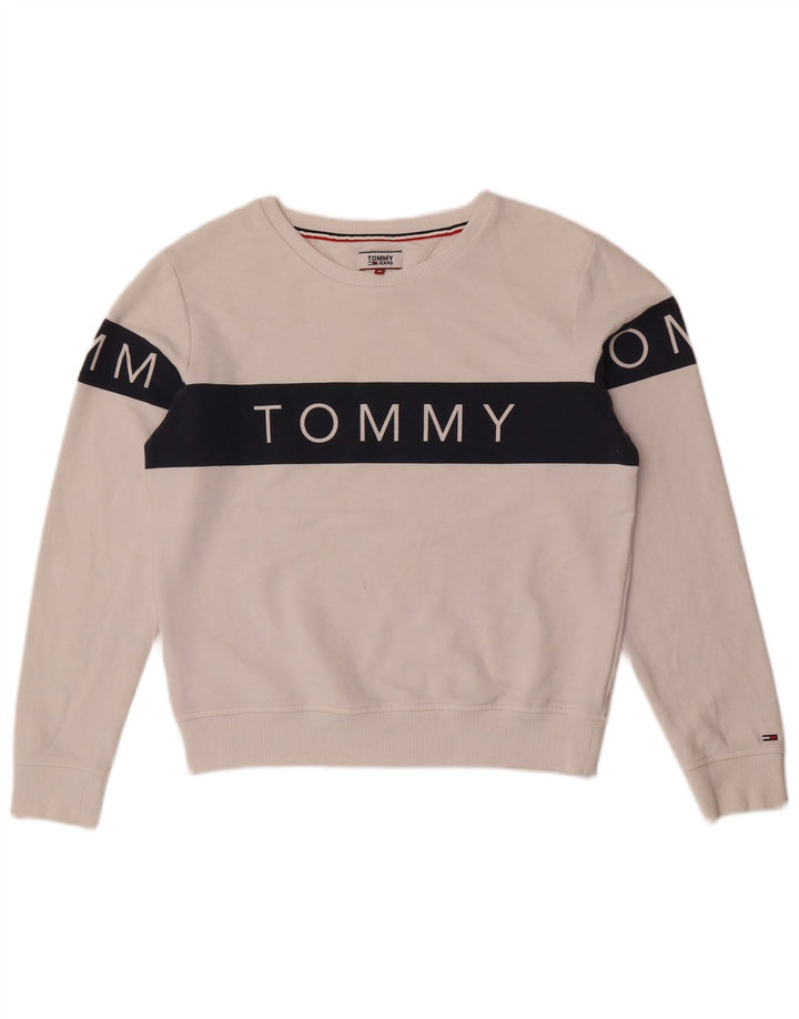 Женский свитер Tommy Hilfiger UK 14, средний белый с цветными блоками