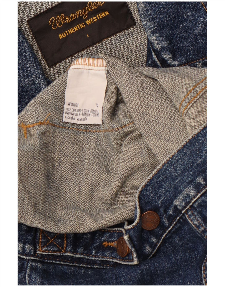 Мужская джинсовая куртка WRANGLER Western Acid Wash UK 40, большая синяя хлопковая ткань