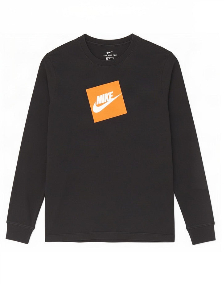 Мужской топ с графическим рисунком Nike, маленький черный хлопок, с длинным рукавом