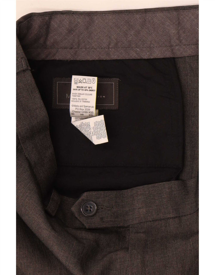 Мужские костюмные брюки классического кроя Marks & Spencer W38 L31 серые из полиэстера