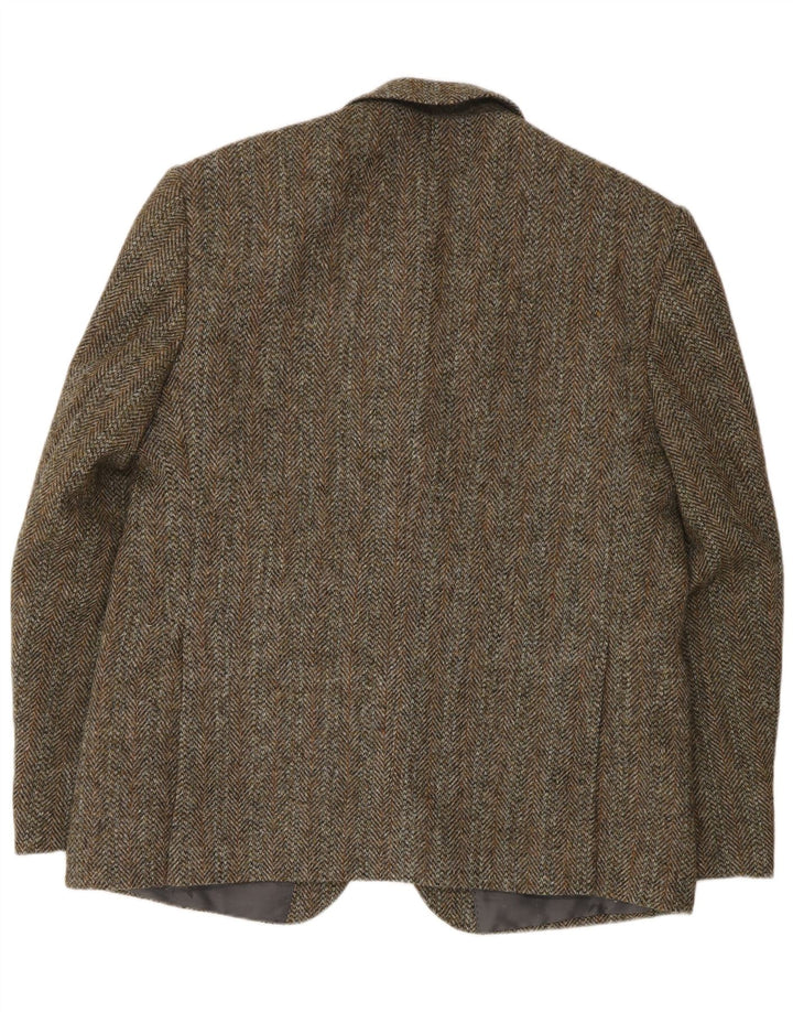 Мужской пиджак HARRIS TWEED на 2 пуговицах, Великобритания, 46, 3XL, зеленый, шерсть с рисунком «елочка»