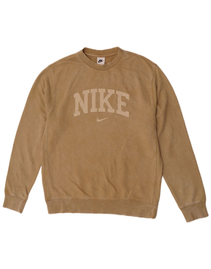 Мужской свитшот с рисунком Nike, хлопковый джемпер среднего коричневого цвета