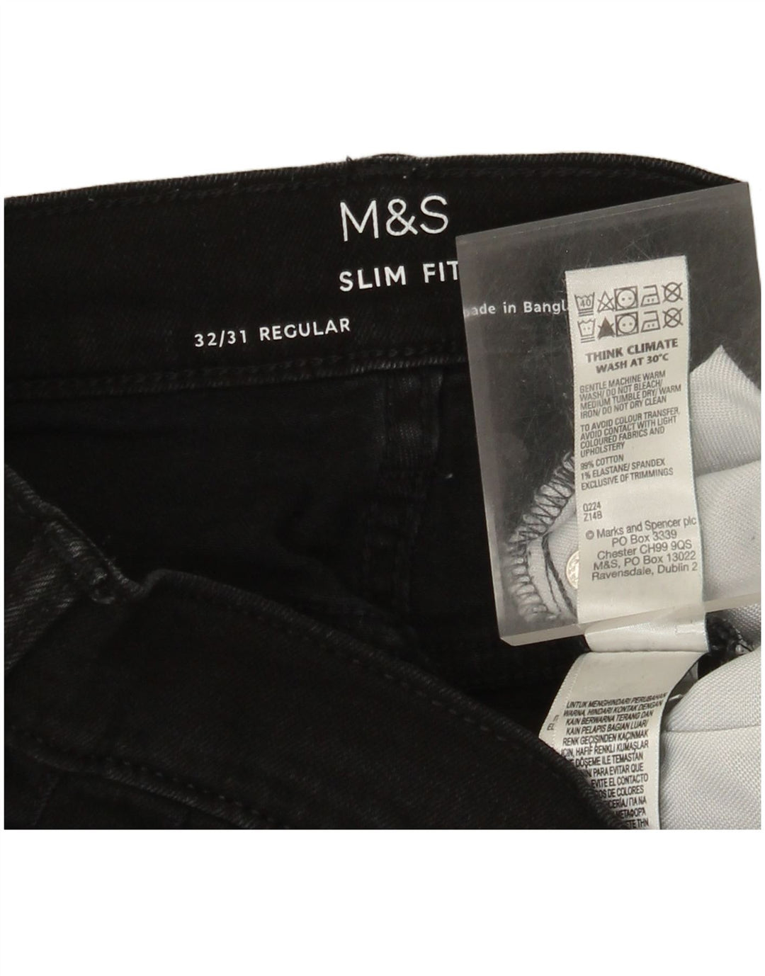Мужские джинсы Marks & Spencer Regular Slim W32 L31, черный хлопок